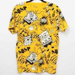 Nickelodeon Spongebob Squarepants Men's Sz MD Yellow All Over Print T-Shirt